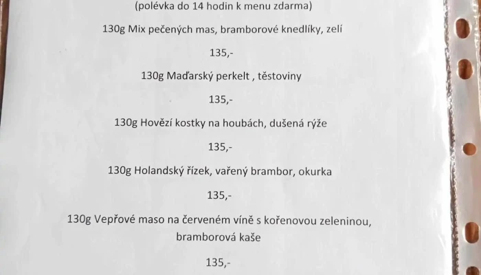 Motorest Nove Ransko Menu - Nové Ransko