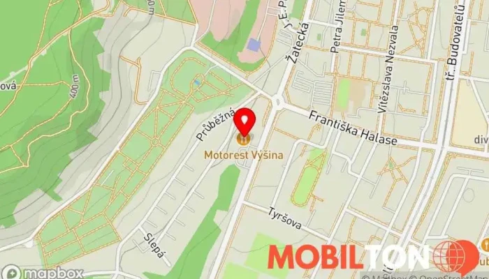mapa Motorest Výšina Restaurace v Žatecká 1401