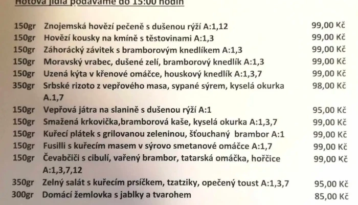 Motorest Vysina Menu - Žatecká 1401