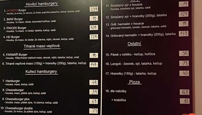 Mymoto Burger - 783 44 Drahanovice