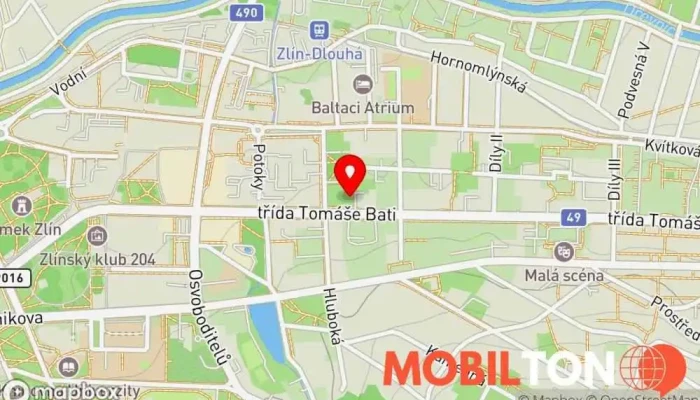 mapa Myslivna Restaurace v tř. Tomáše Bati 3250