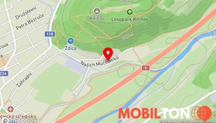 mapa Napajedlo pod Knihovem Rychlé občerstvení v Našich Mučedníků