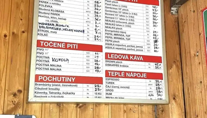 Obcerstveni Cukrak Menu - Czech Republic
