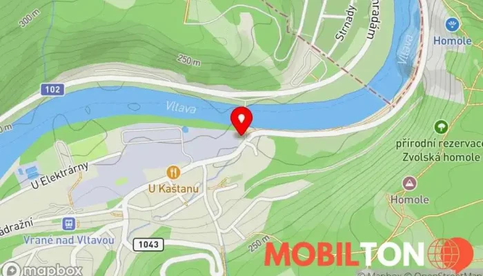 mapa Občerstvení na cyklostezce Kiosek U přívozu ve Vranem nad Vltavou Rychlé občerstvení, Kavárna / Čajovna v 1043