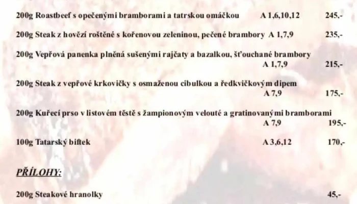 Obecni Restaurace Opolany Menu - Opolany