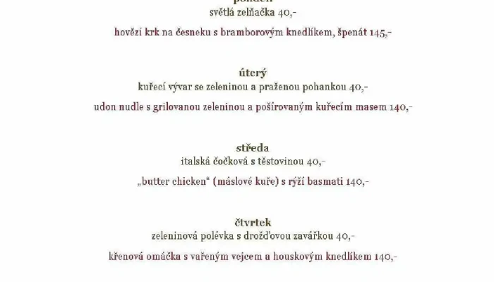 Obedy Od Edy Menu - Pražská 345