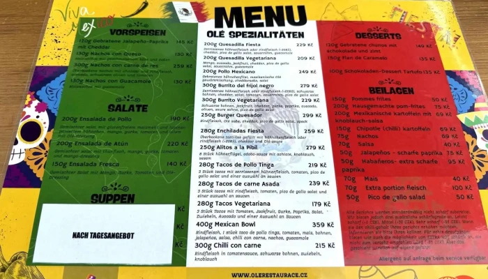 Ole Restaurace Menu - Dolní Podluží