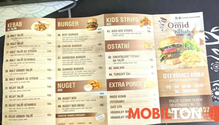 Omid Kebab Hamburger Menu - Miřetice U Klášterce Nad Ohří