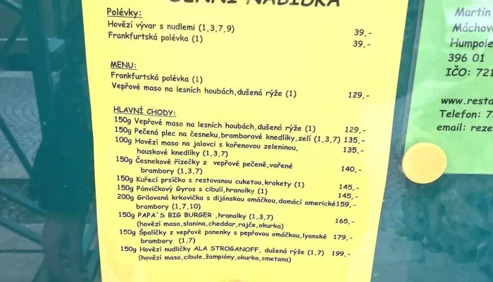 Papas Garden -  Menu - Školní 1646