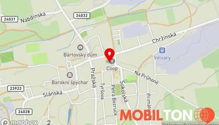 mapa Papas pizza & kebab VELVARY Pizzerie v Školní 719