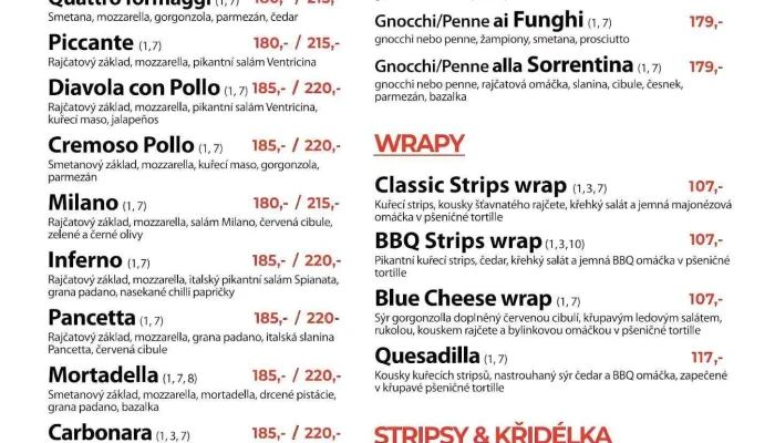 Pastrio -  Menu - Purkyňovo Nám. 1400