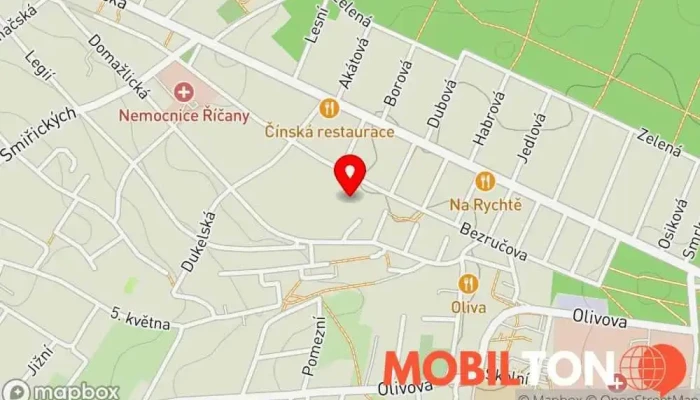 mapa Pavilon Říčany S.r.o. Hotel v Bezručova 222/68