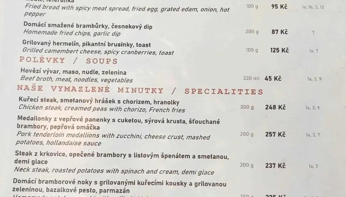 Penzion -    Restaurace Bezdekov Menu - Rakovník Ii