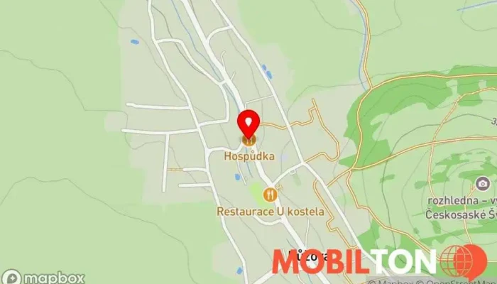 mapa Penzion a hospůdka 21 Restaurace v Růžová