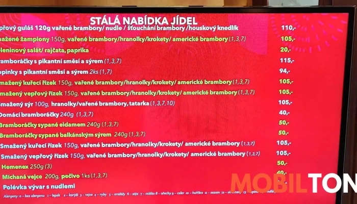 Penzion A Restaurace Lanete Spol S Ro Menu - Nám. T. G. Masaryka 114