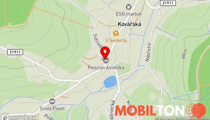 mapa Penzion Avionika Penzion, Restaurace v Dukelská 47