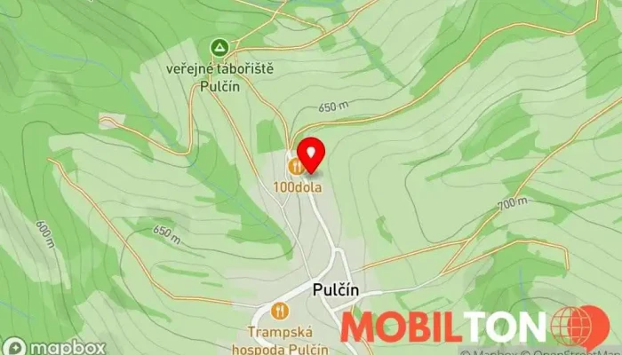mapa Penzion Pulčínské skály Ubytování, Penzion v Francova Lhota-Horní Lideč