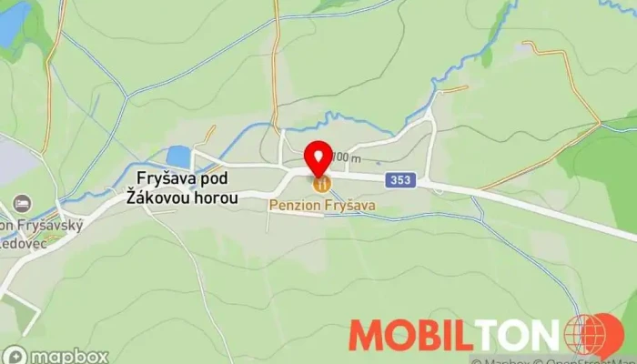 mapa Penzion u Peňázů Penzion, Restaurace v Fryšava pod Žákovou horou