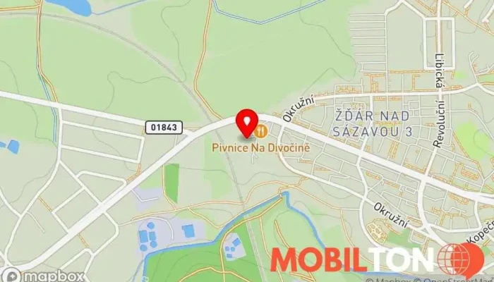 mapa Pivnice Na Divočině Restaurace v Brodská 2236