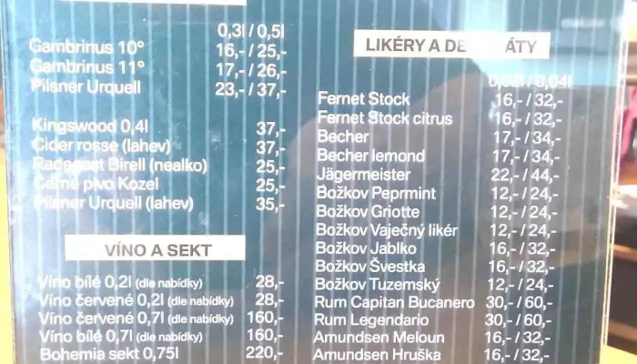 Pivnice Sparta -  Menu - Mrázova 316