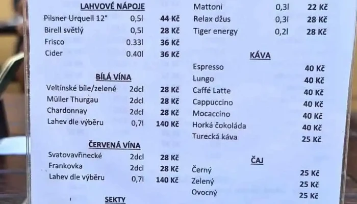 Pivnice U Petriku Menu - 16, Novobranská 86