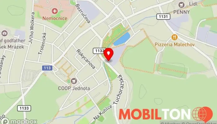 mapa Pivovar Český Brod Pivovar, Pivní zahrádka v areál pivovaru, Tuchorazská 1433