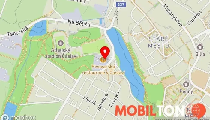 mapa Pivovarská restaurace v Čáslavi Restaurace, Penzion, Cateringové služby, Rozvoz jídla, Svatební služby v Žacká 1783
