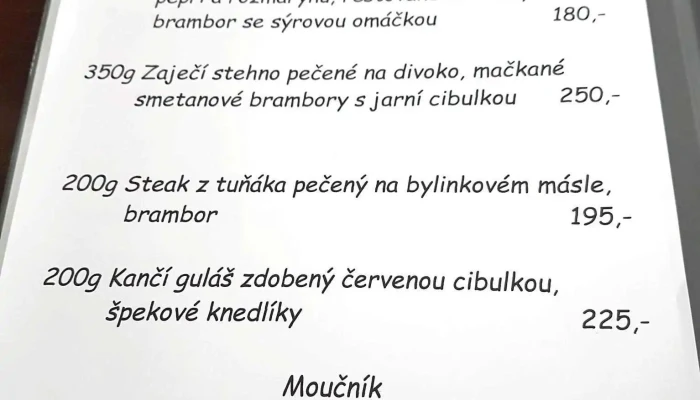 Pivovarska Restaurace V Caslavi Menu - Žacká 1783