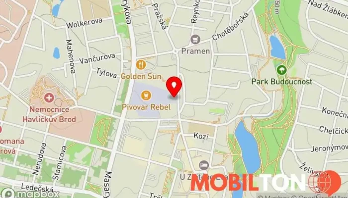 mapa Pivovarský hostinec Rebel Restaurace v Dobrovského 2027