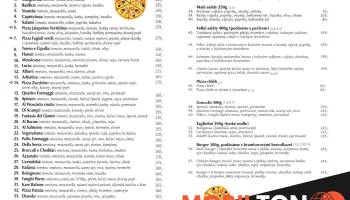 Pizza Gianni -  Menu - Pěší 191