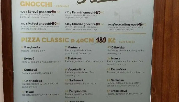 Pizza House -  Menu - Nám. 5. Května 60