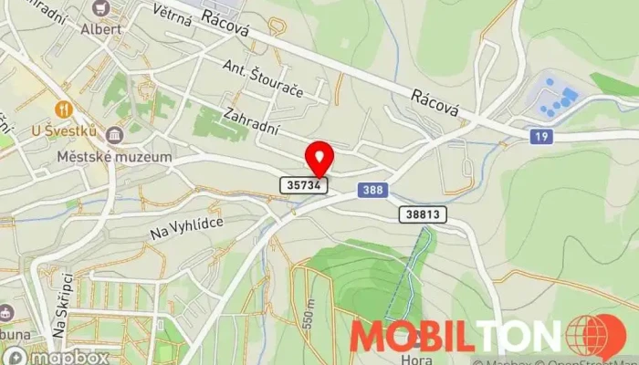 mapa Pizza Kaštánek Bystřice nad Pernštejnem Pizzerie v Pod Kaštany 227