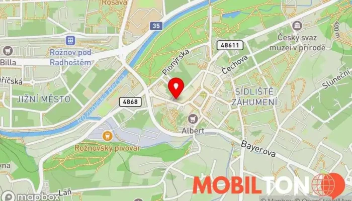 mapa Pizza Presto Rožnov Rozvoz pizzy, Perlivý čaj (Bubble tea), Rozvoz jídla, Rychlé občerstvení, Pizzerie, Pizza do ruky v Nádražní 189