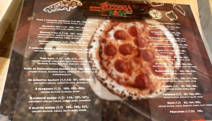 Pizzeria Rosa -  Menu - Křižíkova 17