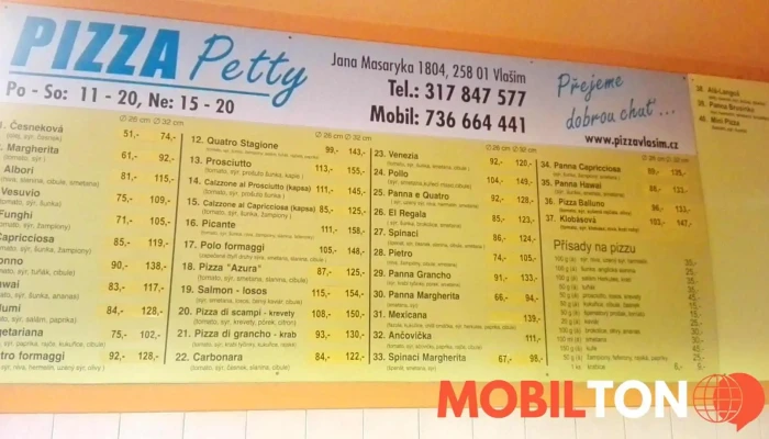 Pizzerie Petty -  Menu - J. Masaryka 1804