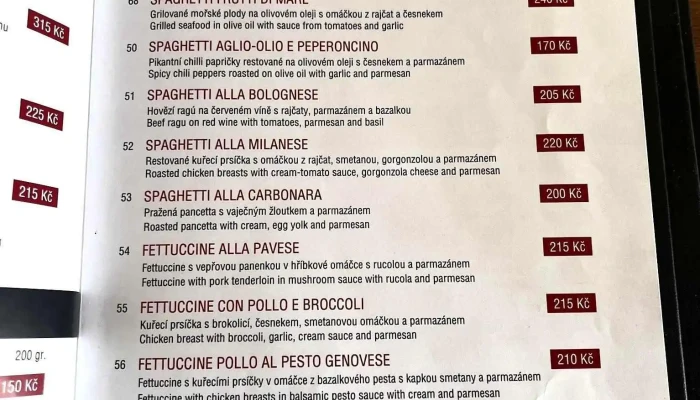 Pizzerie Venezia -  Menu - Benešova 1256