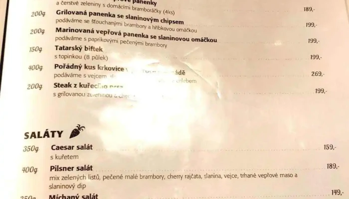 Plzenka U Zejdliku Menu - Lipová 390/2
