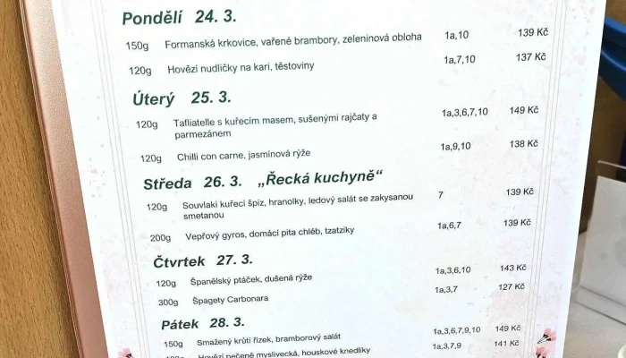 Podebrady Menu - Czech Republic
