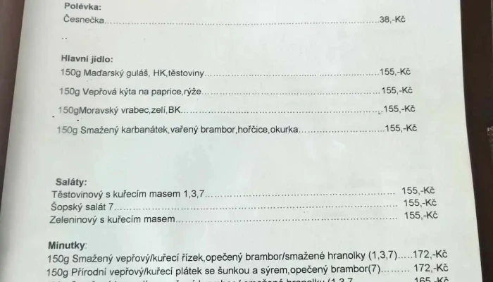 Restaurace A Pivnice Na Vychode Menu - Horní Litvínov