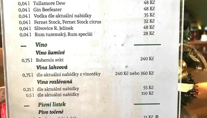 Restaurace Bulharsky Klub Menu - Mlýnská 331