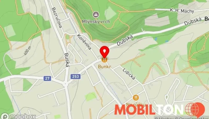 mapa Restaurace Bunkr Restaurace v Krušnohorská 90/16