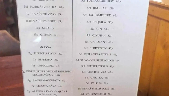 Restaurace Bunkr -  Menu - Krušnohorská 90/16