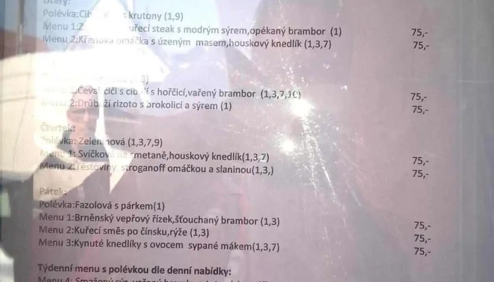 Restaurace Central U Zlateho Kozla Menu - Bílovice