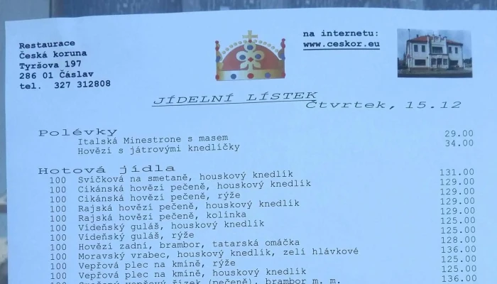 Restaurace Ceska Koruna Restaurace - Tyršova 197
