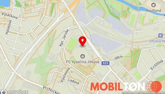 mapa Restaurace FC Vysočina Restaurace v Jiráskova 2603