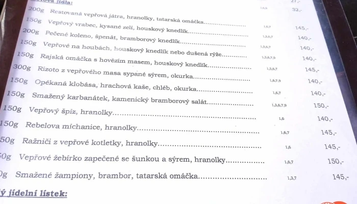 Restaurace Kdsro Menu - Větrný Jeníkov