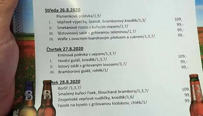Restaurace Koruna U Huga -  Menu - Kojetínská 1444