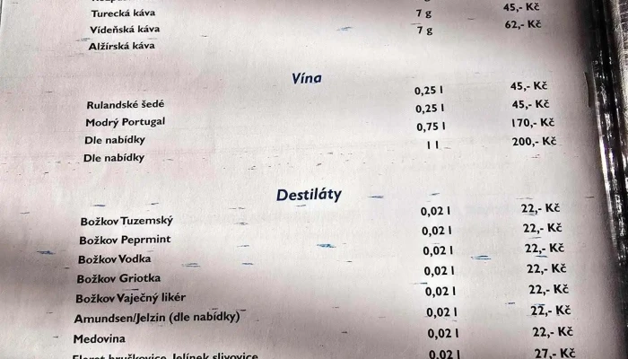 Restaurace Na Krizovatce Menu - Czech Republic