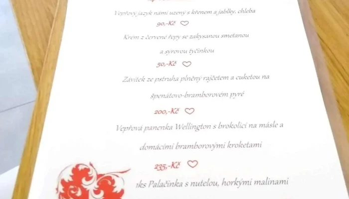 Restaurace Na Myte Menu - Vlachovice