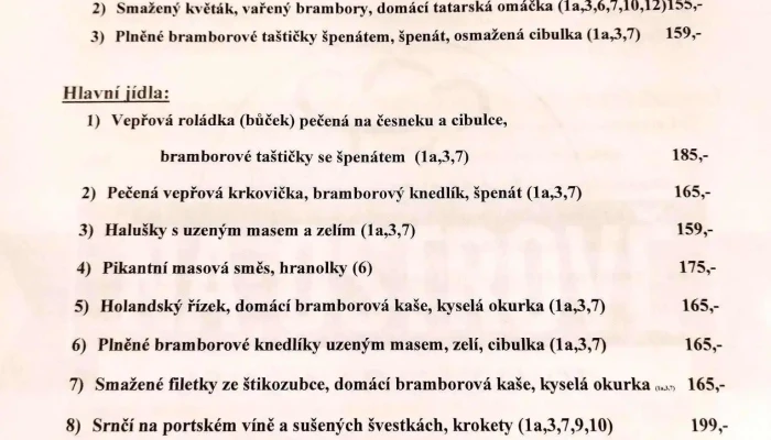 Restaurace Na Ostrove Menu - Nábřežní 74